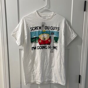 Spencer's White Graphic Tee with Cartoon Design